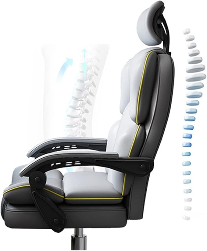 Adjustable Office Computer Chair with Armrest Computer Chair Office Household Movable Lifting Gamer Backrest Swivel(White)