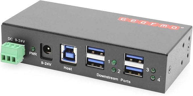 Gearmo 4-Port USB 3.2 Gen 1 Industrial Metal Hub w/15KV ESD Protection