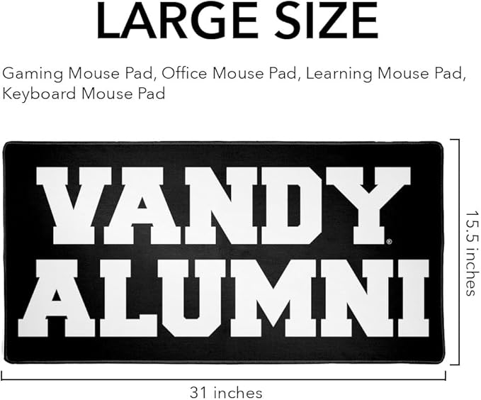 Vanderbilt University Alumni Large Gaming Mouse Pad Desk Mat with Stitched Edges Non-Slip Base for Gamer Home and Office 31.5 x 15.7