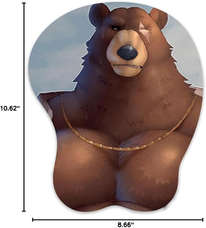 3D Mousepad Oppai Mouse pad Furry Anthro Anime Manga Breast Gaming Wrist Rest Boob pad Anti-Slip Mouse Mat (Ben)