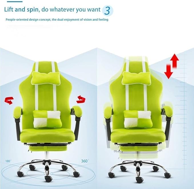 Chair Computer Chair Lift Swivel Chair Office Chair High Back Reclining Chair with Footstool Ergonomic Gaming Chair (Color : Gray)