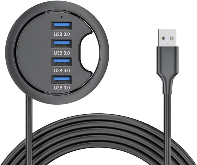 CY USB 3.0 Hub 4 Port USB 60mm Desk Grommet Splitter Dock Station Interface 5Gbps for Desktop PC