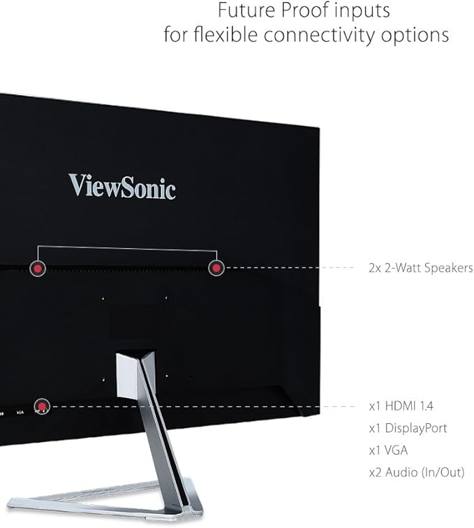 ViewSonic VX3276-MHD 32 Inch 1080p Widescreen IPS Monitor with Ultra-Thin Bezels Screen Split Capability HDMI and DisplayPort
