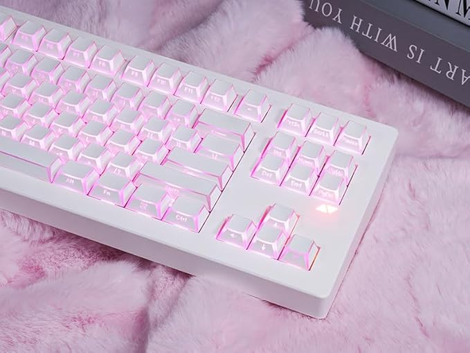 ZORNHER CG870 Wireless Mechanical Keyboard80% White Gaming Keyboard Creamy KeyboardShine Though Double Shot KeycapsCreamy Sounding Linear SwitchesHot-Swappable