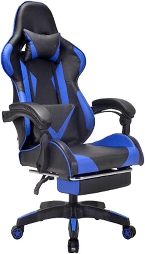Office Chair Gaming Chair Ergonomic Computer Desk and Chair Office Chair with Footstool Swivel Chair Game Chair Work Chair Chair (Color : Blue Size : One Size) Needed
