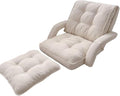 Floor Chair with Back Support Folding Sofa Chair with 5 Adjustable Position Padded Sleeper Bed Couch Recliner Floor Gaming Chair Gaming Floor Chairs for AdultsWhite