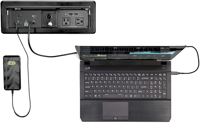 StarTech.com Conference Room Docking Station with Power/Charging Table Connectivity Box Universal USB-C Laptop Dock 60W PD 4K HDMI USB Hub Audio 2X AC Outlets 2xUSB Charge Ports TAA