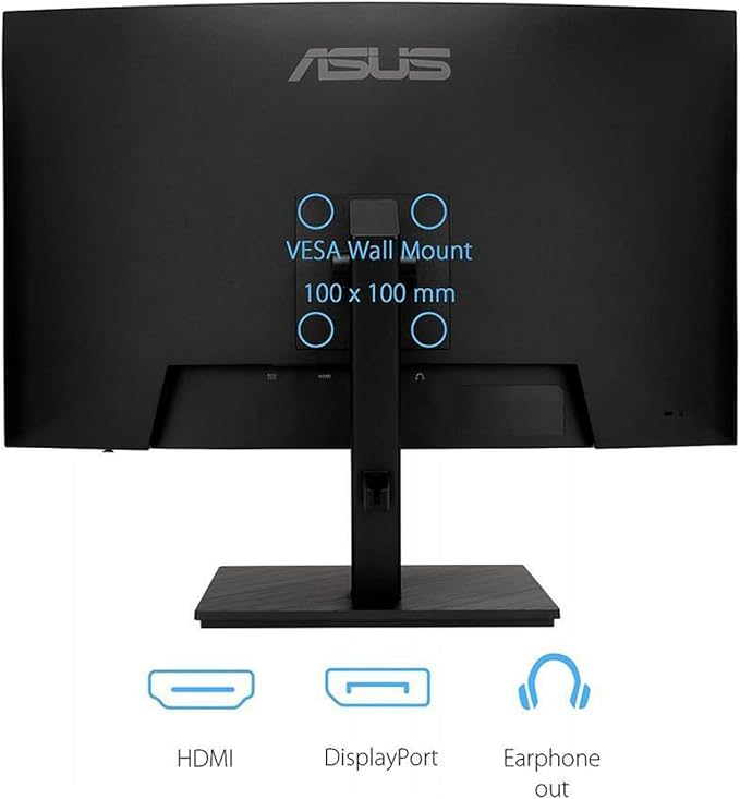 ASUS VA27VQSE Curved 27-inch 1080P Full HD Frameless 1 ms 75Hz LCD Gaming Monitor 2-Pack Bundle with DisplayPort HDMI Integrated Speaker Black