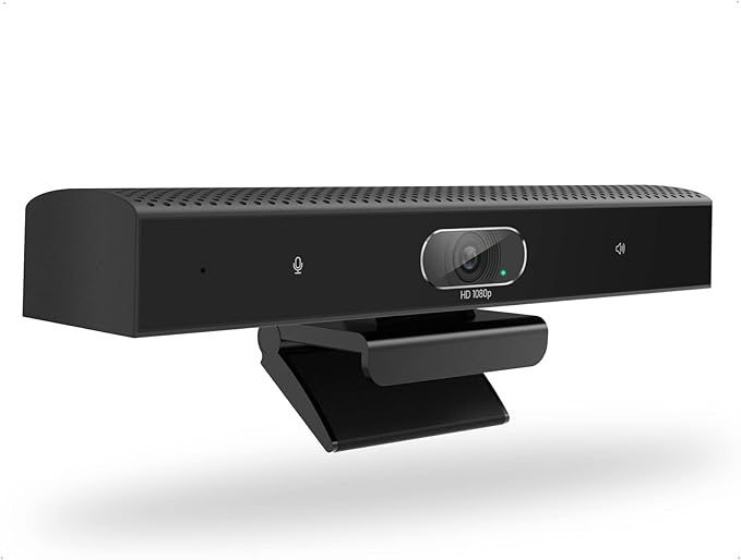 Conference Room Camera 3-in-1 1080p Full HD Webcam with Microphone and Speaker USB Plug and Play Wide Angle Video Conference Camera for Desktop Laptop Mac PC (Black)