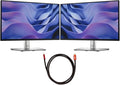 Dell DELL-P2225H 22 inch Full HD 100Hz 16:9 1ms IPS Monitor Black and Silver 2 Pack Bundle with Deco Gear 6FT Universal 4K HDMI 2.0 Cable with 28AWG Pure Copper Conductors