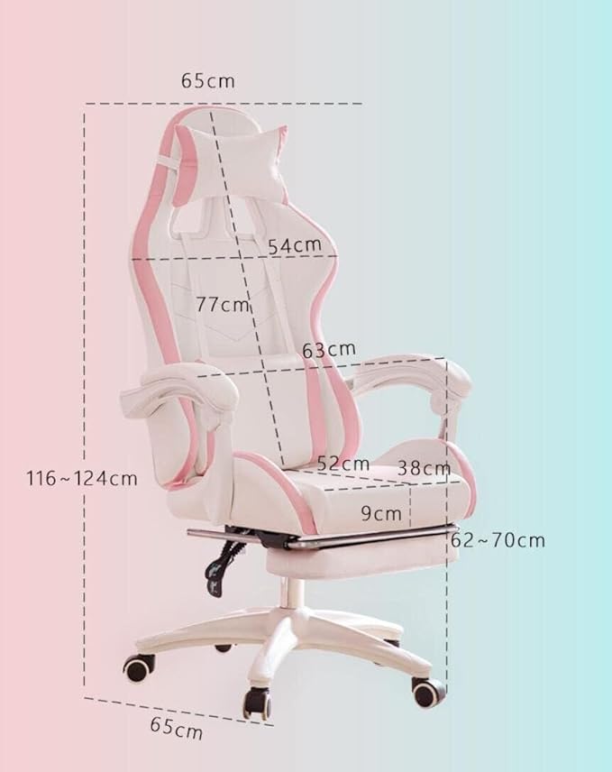 Video Gaming Chair Racing Recliner with Footrest High Back Ergonomic Office Desk Chair Adjustable Armrests (Pink)(Blue)