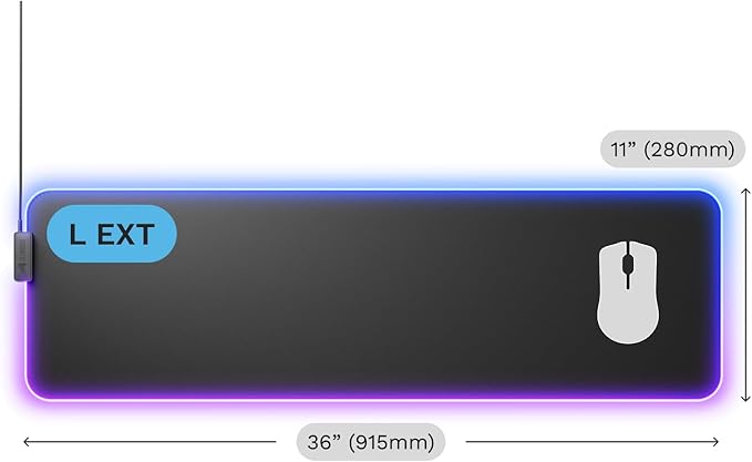 GLORIOUS Gaming Mouse Pad GMP 2 GLED - XL - 2-Zone RGB Lighting InfiniGlow RGB Stitchless Edge Premium Cloth Surface Grippy Rubber Base Optimised for Gaming - 18 x 14 x 0.1 - Large Desk Mat