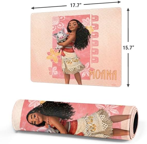 Skinit Medium Gaming Mouse Pad - Officially Licensed Disney Princess Moana and Pua Design with Stitched Edges Waterproof Non-Slip Rubber Base Desk Mat for Keyboard &amp Mouse 17.7 x 15.75 inche
