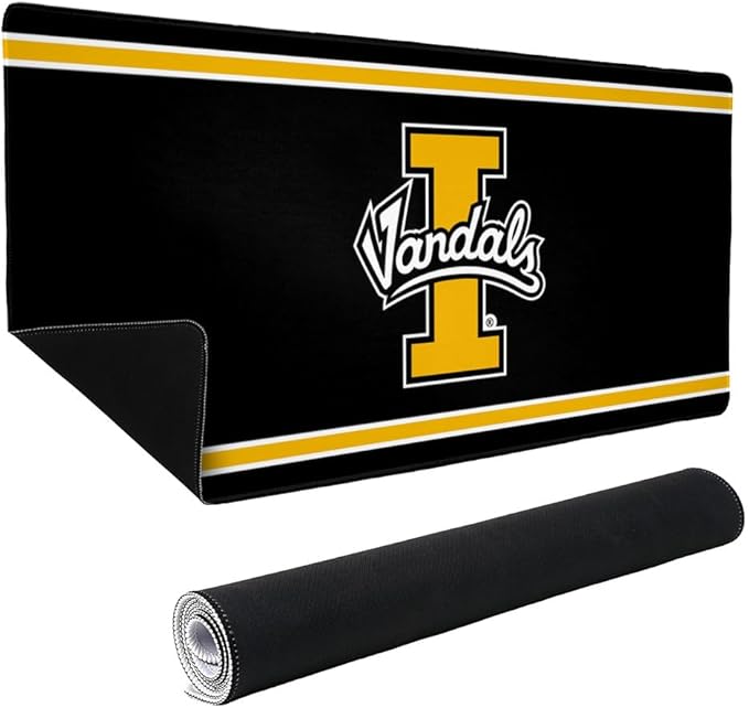 University of Idaho Vandals Primary Logo Stripes Large Gaming Mouse Pad Desk Mat with Stitched Edges Non-Slip Base for Gamer Home and Office 31.5 x 15.7