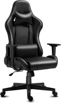 DIKEP Gaming Chair Computer Office High Back Leather Gamer Chair Ergonomic Adjustable Racing Chair with Headrest and Lumbar SupportBlack
