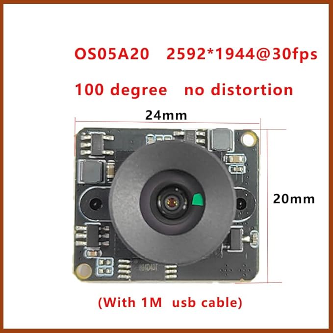 OS05A20 CMOS 2592 * 1944 5MP USB Camera Module 1M Cable 90 Degree 30FPS No DistortionCompatible for Autodarts.io DIYUSB Drive Fre