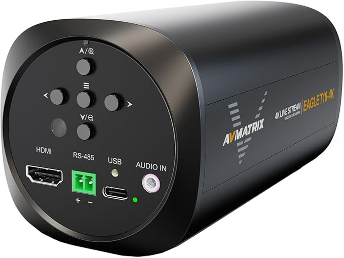 AVMATRIX EagleT10-4K Autofocus 4K 10x Zoom Livestream PTZ Camera Webcam with Dual 4K HDMI &amp USB Outputs/RS485 Serial &amp Audio Input 1/2.8 Sensor for Desktop Computer Laptop Meeting Video Calls