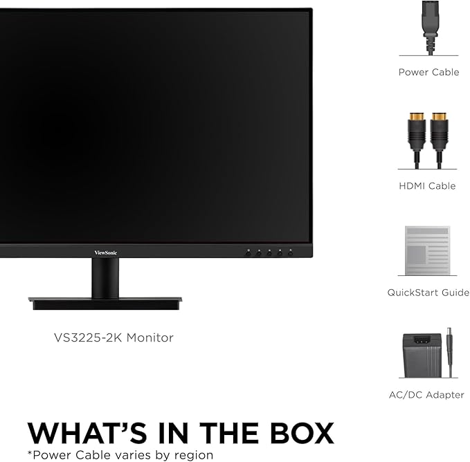 ViewSonic VS3225-2K 32 Inch QHD 1440p IPS Monitor with HDMI DisplayPort and Variable Refresh Rate for Home and Office