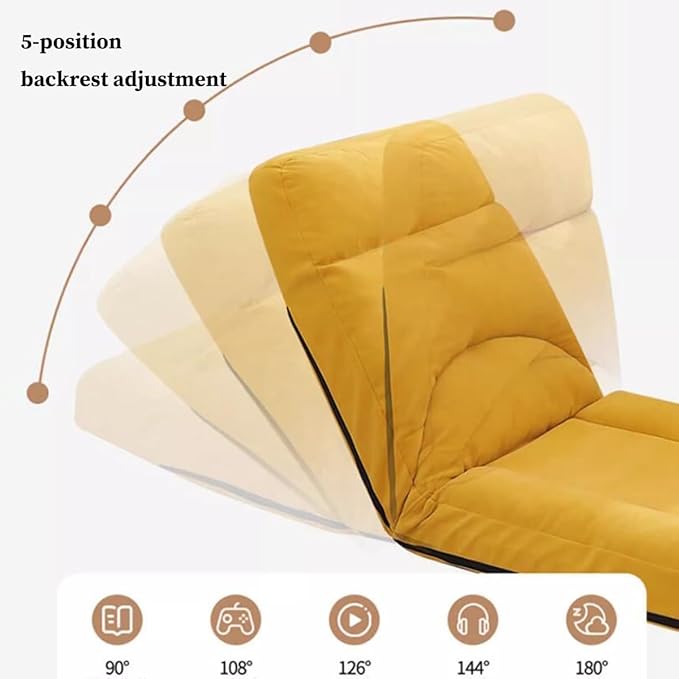 ELEFOCUS Floor Chair Adjustable for Adults Folding Floor Gaming Chair with 5 Adjustable Position Folding Lazy Sofa Chair(/Green)
