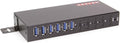 Gearmo 10-Port USB Hub - 4 USB-C and 6 USB-A Ports with Surge Protection &amp Screw Locks for Safe Connections
