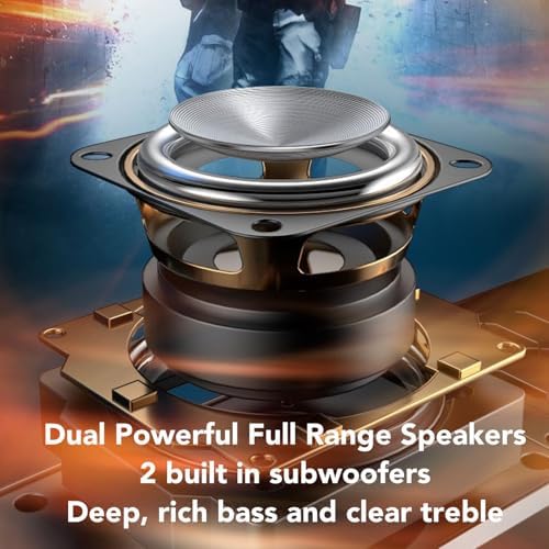 GOWENIC Computer Speaker HiFi Stereo with Dynamic RGB Light Wired Connectivity for Desktop PC Gaming Monitors Projectors Laptops Tablets Phones (White)