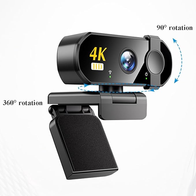 GIZNXBA 4K Webcam with Microphone for Streaming Video Calling Noise-Cancelling Mic HD Auto Light Correction Clear Audio Privacy Cover Wide Field of View for Pc