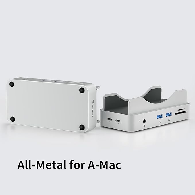 PHIXERO PSE Dock Stand for Mac mini M4 with 1TB NVMe SSD 6-in-1 Aluminum Hub 10Gbps USB-A SD/TF Reader Stand Docking Station for Mac mini M4/M4 Pro