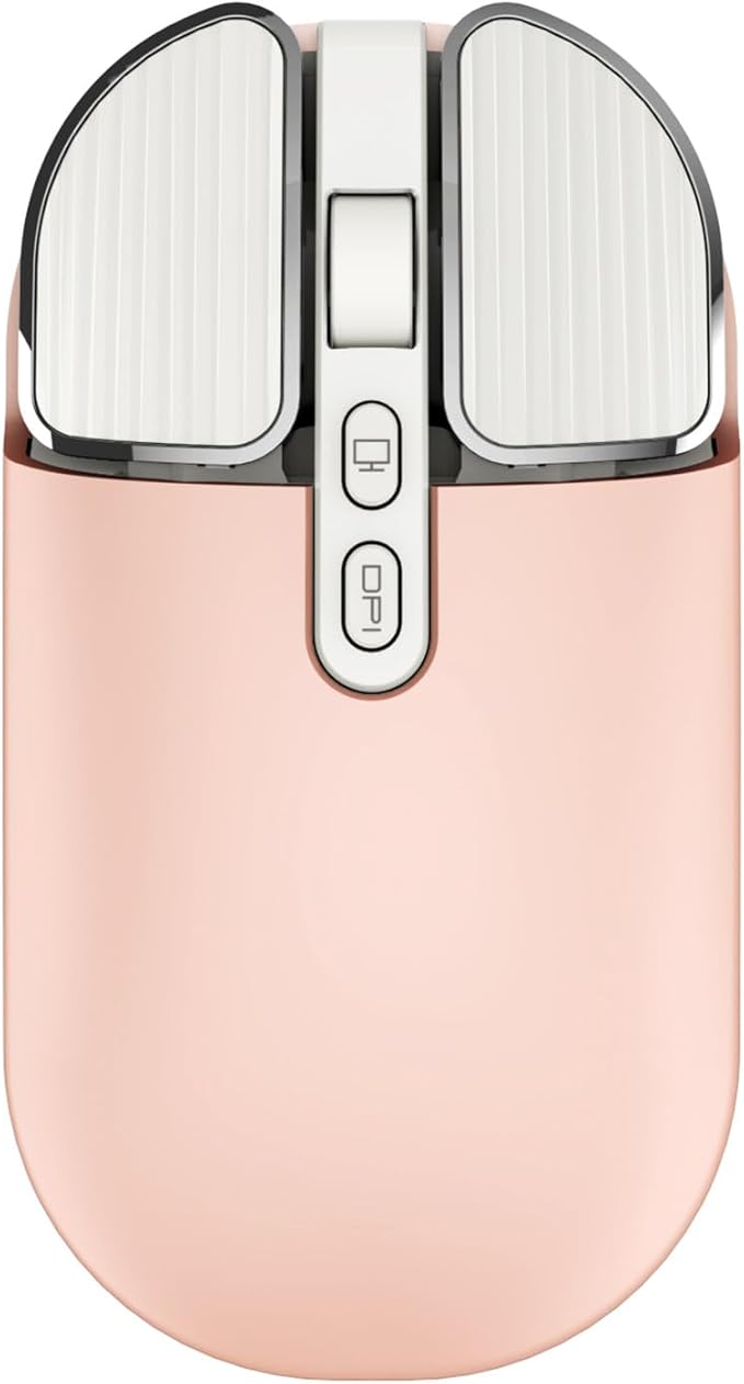 YOCUNKER Wireless Mouse 2.4G Rechargeable Silent Slim Computer Mouse with USB Receiver 3 DPI Back to Desktop Button Cordless Mice for PC Laptop Computer Desktop Windows Mac OS Office (Pink)