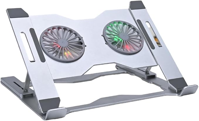 Gaming Laptop Cooling Bracket with LED Light Effects Aluminum Alloy Ventilated Notebook Holder for Most Notebook