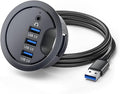 CY USB 3.0 Hub Sound Card AUX 3 Port USB 60mm Desk Grommet Splitter Dock Station Headphone Mic Audio Interface for Desktop PC