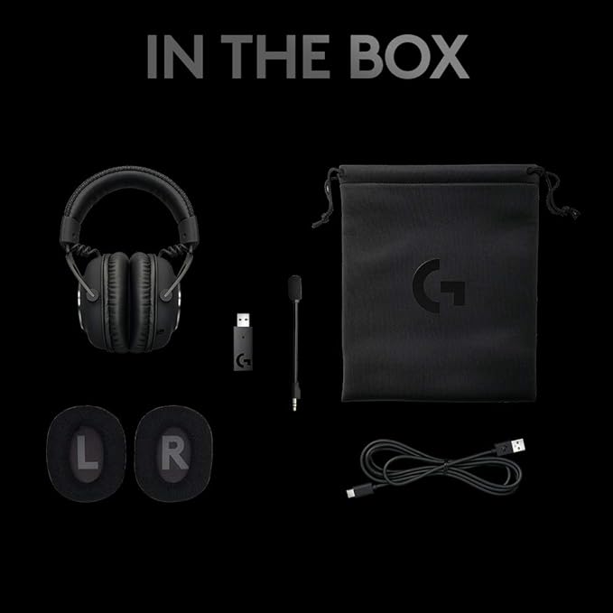 Logitech G PRO X Wireless Lightspeed Gaming Headset with Blue VO!CE Mic Filter Tech 50 mm PRO-G Drivers and DTS Headphone:X 2.0 Surround Sound 20+ Hour Battery Life - Black