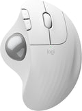 Logitech Ergo M575S Wireless Trackball Mouse Wireless Ergonomic Mouse with Bluetooth and Encrypted Dongle Comfortable Thumb Control Precise and Smooth Tracking for PC/Mac - Off- White Silver Ball