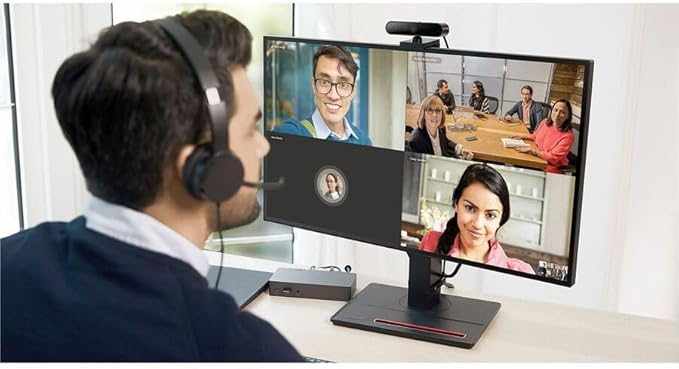 Lenovo Performance FHD 1080p Webcam USB-CLog-on with Windows Hello Dual Microphones 95 Degree Lens and 4X Digital Zoom Sliding Privacy Shutter Black