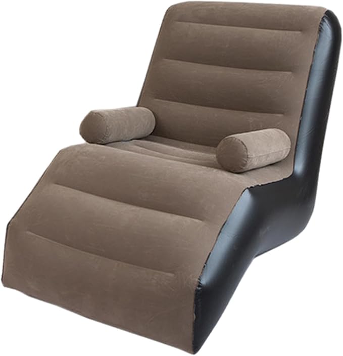 Generic Portable Inflatable Gaming Chair with Armrests for Adults Brown 140cmx85cmx80cm