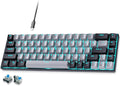 abucow 65% Mechanical Gaming KeyboardBlue Switch Wired Compact Keyboard with Blue Backlight Swappable Black Gray Keycaps for Windows/Mac
