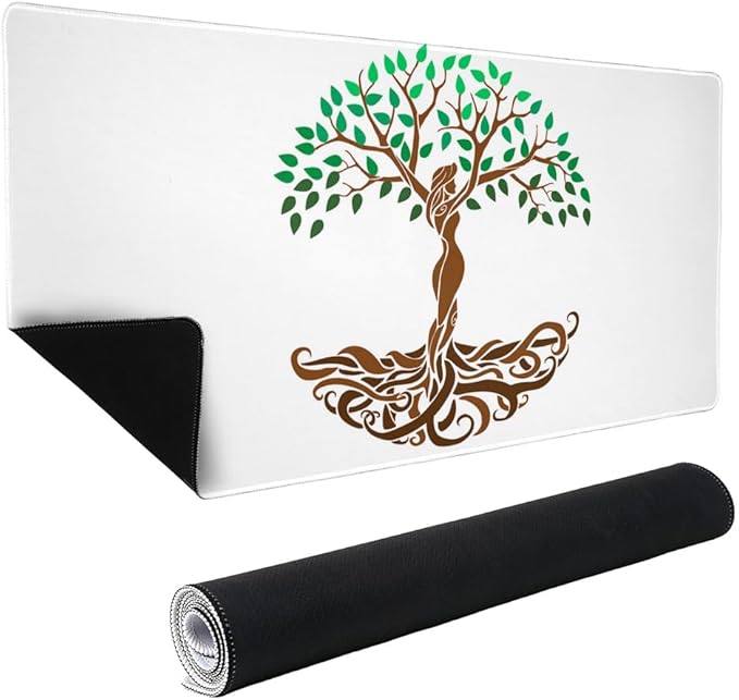 Tree of Life Mother Nature Large Gaming Mouse Pad Desk Mat with Stitched Edges Non-Slip Base for Gamer Home and Office