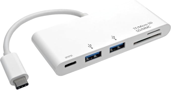 Tripp Lite 2-Port USB-C to USB-A (2X) Portable Hub Micro SD &amp SD/MMC Reader &amp USB-C PD Charging Port USB 3.1 Gen 1 Type-C (U460-002-2AM-C)