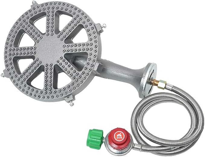 Cast Iron Propane Burner Head with Brass Fitting Orifice (SH16RH - DIY Burner &amp Regulator)