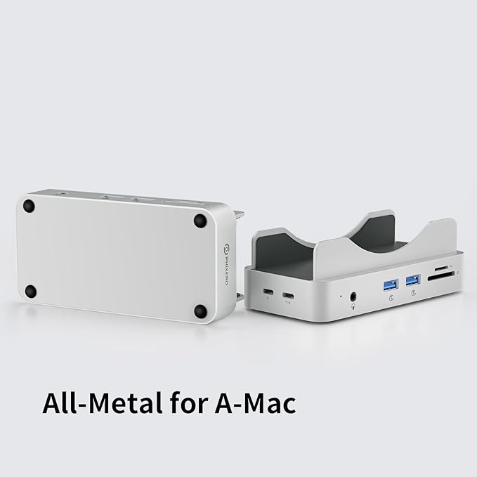 PHIXERO PSE Dock Stand for Mac mini M4 with 2TB NVMe SSD 6-in-1 Aluminum Hub 10Gbps USB-A SD/TF Reader Stand Docking Station for Mac mini M4/M4 Pro