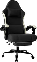 Gaming Chair High Back Fabric Computer Chair with Pocketed Spring Cushion and Footrest Height Adjustable Game Chair with Headrest and Lumbar Support