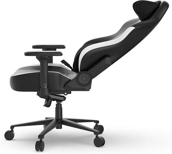 DXRacer Craft XL Video Gaming Chair for Adults Ergonomic Office Reclining Computer Chair with Magnetic Head Pillow and Lumbar Support Racing Style Height Adjustable (EPU Leatherette Black White)