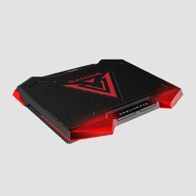 Upgrade Your Setup with This 17.3-inch Foldable Laptop Cooling Stand Featuring 5 high-Speed Fans Adjustable Ergonomic Design and Portable Cooling for Gaming or Work. Sleek Black &amp Blue Finish.