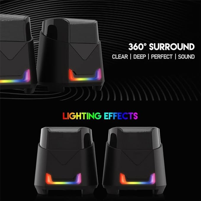 Computer Speakers AUX 3.5mm RGB Wired Gaming Speaker Subwoofer Surround Stereo Loudspeakers for Laptop PC TV