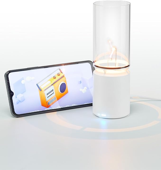 WARDENCLYFFE® SingLine 60 Plasma Speaker - High-Fidelity Desktop Audio for PC Gaming - Visual Electric Flame &amp Personal Ambience Light - Unique Tech Gift (Model:SingLine 60 White)