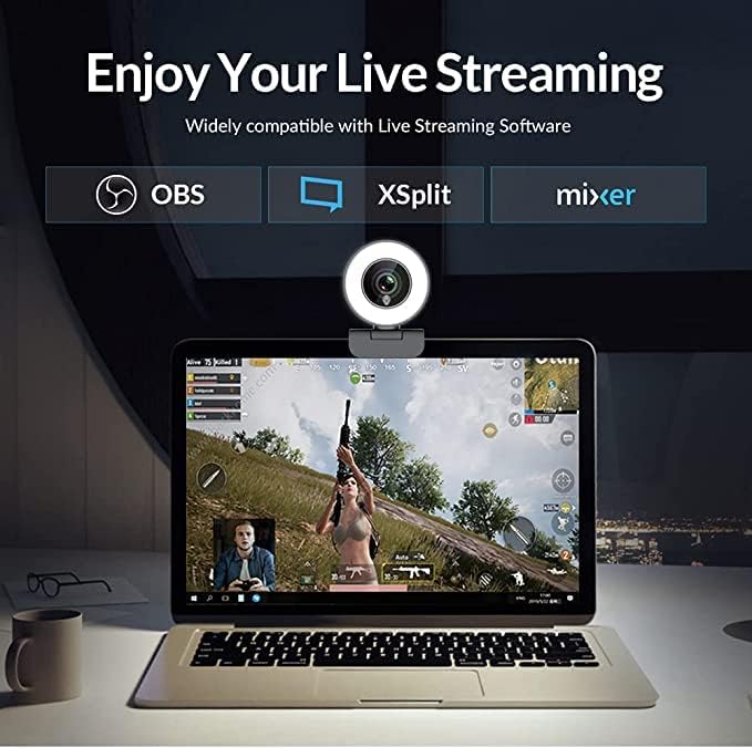 Angetube 1080P Streaming Webcam Kits 967 HD Web Camera with Microphone and Light Software Control Webcam Cover - Web Cam Privacy Shutter to Protect Lens and Security