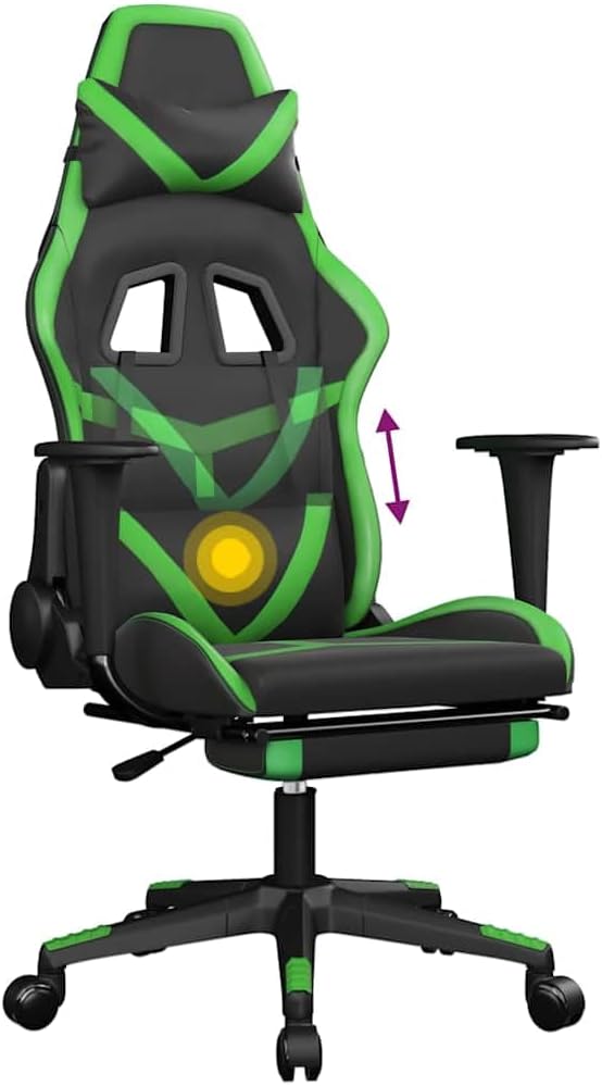 Ergonomic Gaming Chair with Adjustable Height Lumbar Support Swivel Function Footrest for Office Desk Game Room
