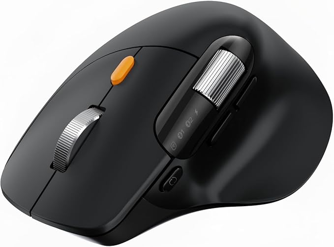ProtoArc Ergonomic Bluetooth Mouse EM25 USB Wireless Mouse Fast Scrolling &amp Thumb Scroll Wheel Buttons Customizations 8000 DPI Quiet Rechargeable Compatible with Windows/Mac/Android Black