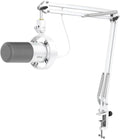 FIFINE Dynamic Microphone with Boom Arm Studio Vocal XLR Microphone Podcast USB Mic Kit for PC with Mute Button Volume Knob Headphone Jack for Streaming Recording-AmpliTank K688CT White