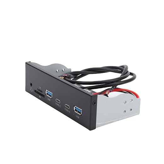 USB3.2 GEN1 Front Panel Hub 5.25 Inch Optical Drive Panel with 2 USB Type C Ports Headphone Jack for 7 8 10 11 2003 OS X Systems