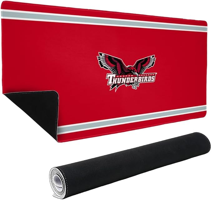 Casper College Thunderbirds Primary Logo Stripes Large Gaming Mouse Pad Desk Mat with Stitched Edges Non-Slip Base for Gamer Home and Office 31.5 x 15.7
